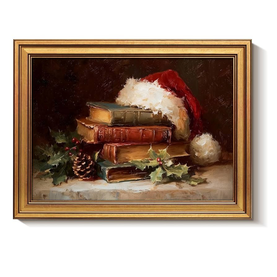 Bzstyleart Vintage Wall Art Decor for Living Room,Vintage Santa Hat Wall Art Christmas,12 x 16 In... | Amazon (US)