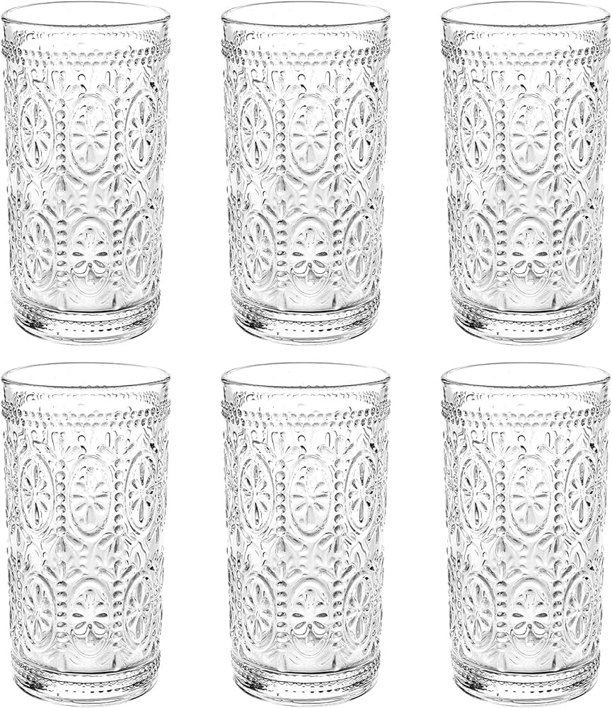 Bekith 6 Pack 12 oz Romantic Water Glasses, Premium Drinking Glasses Tumblers for Beverages, Beer... | Amazon (US)