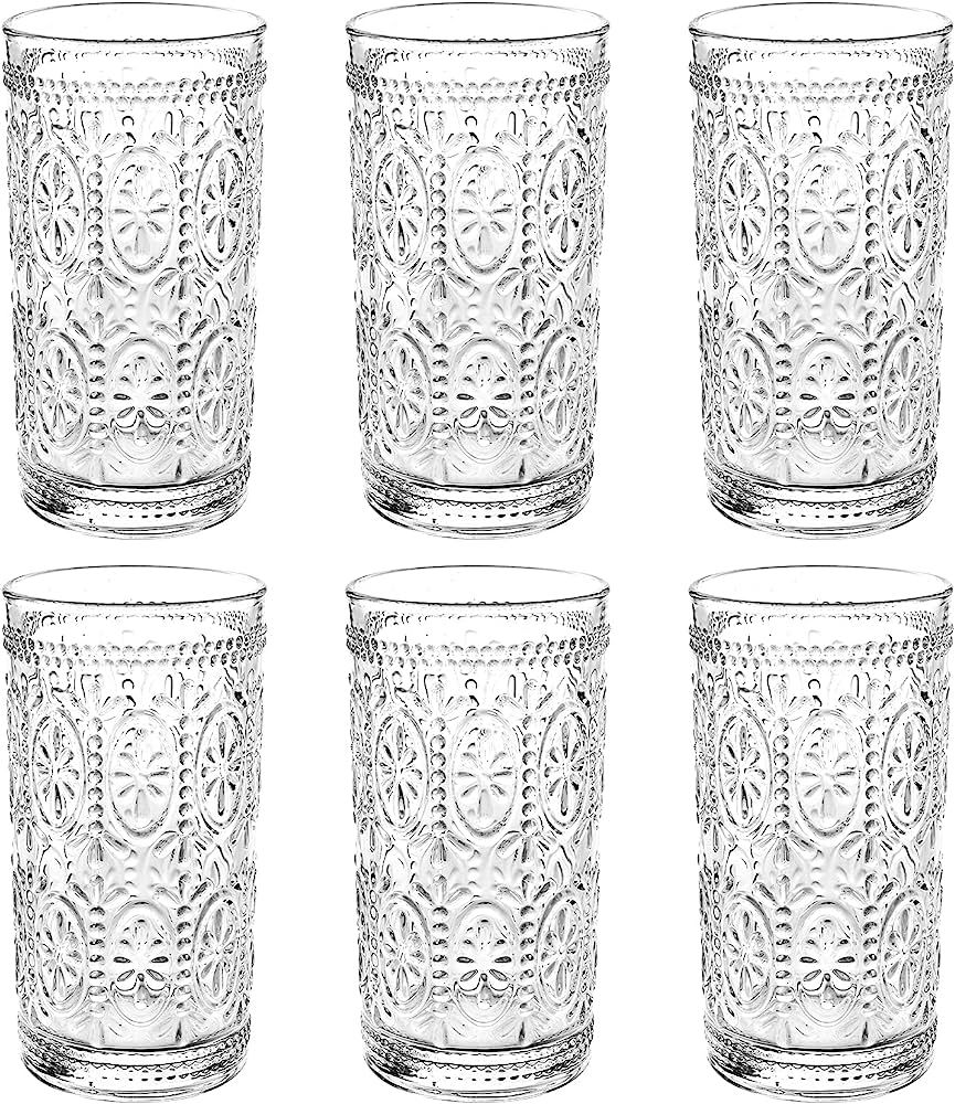 Bekith 6 Pack 12 oz Romantic Water Glasses, Premium Drinking Glasses Tumblers for Beverages, Beer... | Amazon (US)