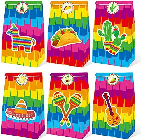 MOAXMOA Mexican Fiesta Candy Bags 24 PCS Party Favor Goodie Treat Bag Candy Treat Favors Bags Cin... | Amazon (US)
