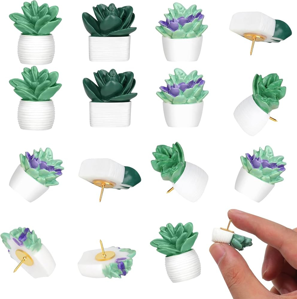 20 Pieces Cute Succulent Plants Decorative Push Pins Colorful Floret Thumbtacks for Photo Wall, F... | Amazon (US)