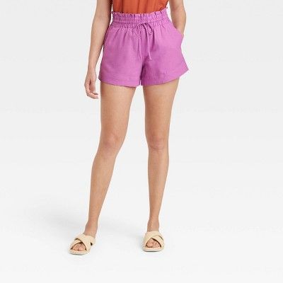Women&#39;s High-Rise Pull-On Shorts - A New Day&#8482; Purple L | Target