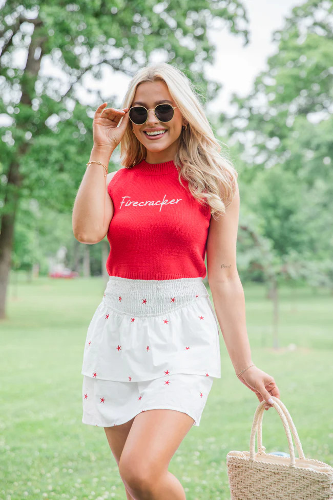 Feels Like Freedom Red Firecracker Sweater Tank | Pink Lily