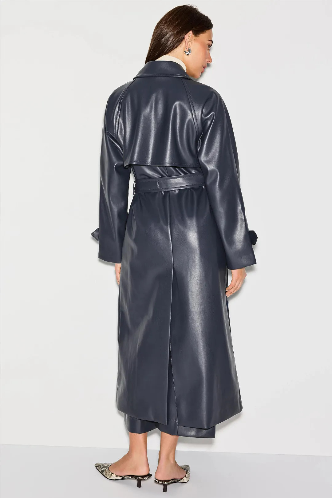 Jason Wu x RTR Navy Faux Leather Trench Coat | Rent the Runway
