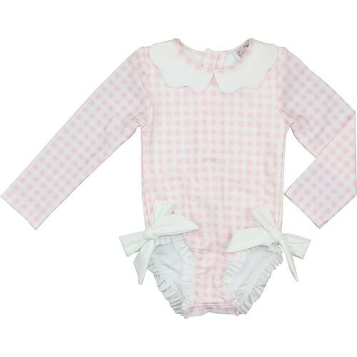 Pink And White Check Rashguard Swimsuit - Shipping Mid-March | Cecil and Lou