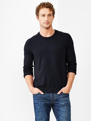 Gap Men Cotton Cashmere Crew Sweater Size L Tall - navy | Gap US