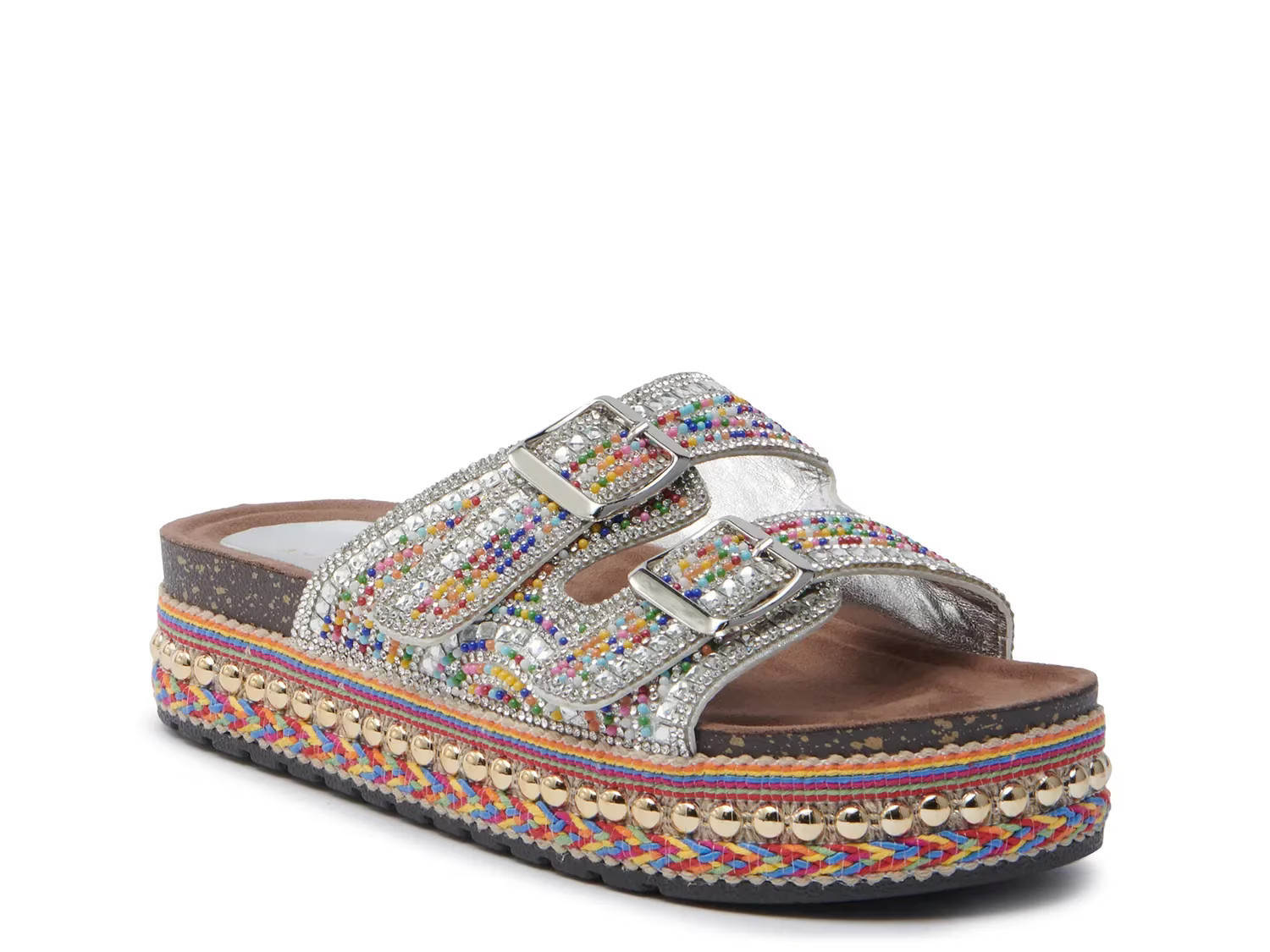Azalea Wang Ezri Espadrille Platform Sandal | Women's | Silver Metallic | Size 6.5 | Sandals | DSW
