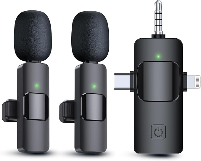 PQRQP 3 in 1 Wireless Lavalier Microphones for iPhone, iPad, Android, Camera, USB-C Microphone, 7... | Amazon (US)