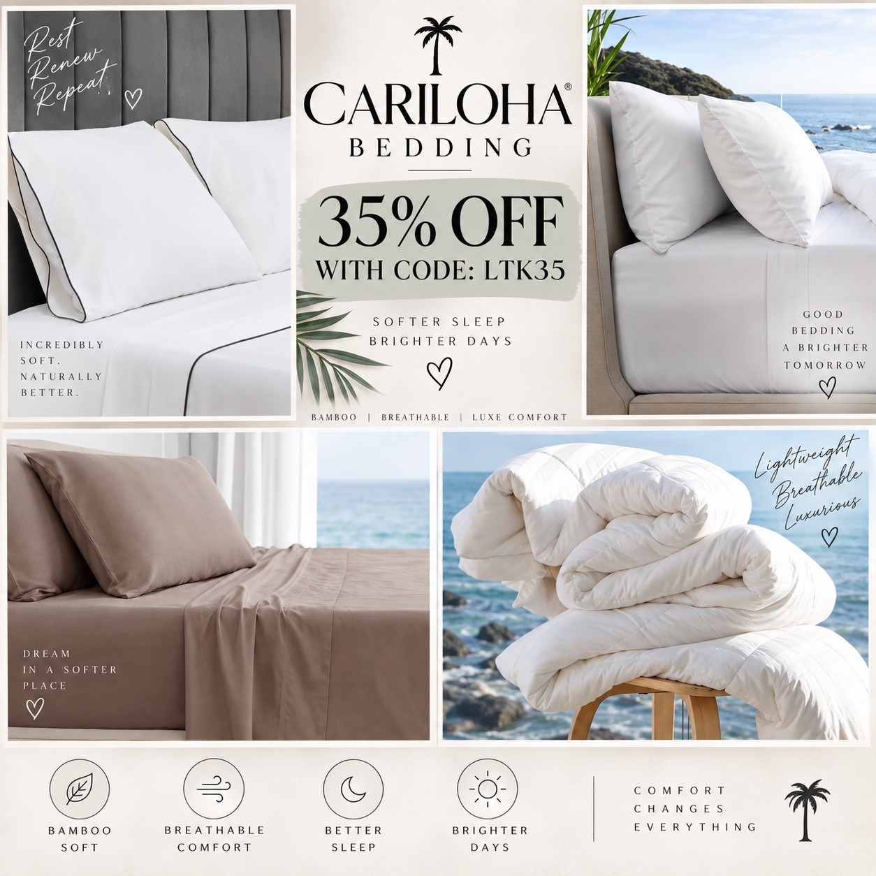 #ad @Cariloha has high quality bedding at affordable prices!! You’ll think you’re at a 5 star hotel every night! Use code: LTK35 for 35% off!

#LTKselfcare #LTKHome #LTKSaleAlert