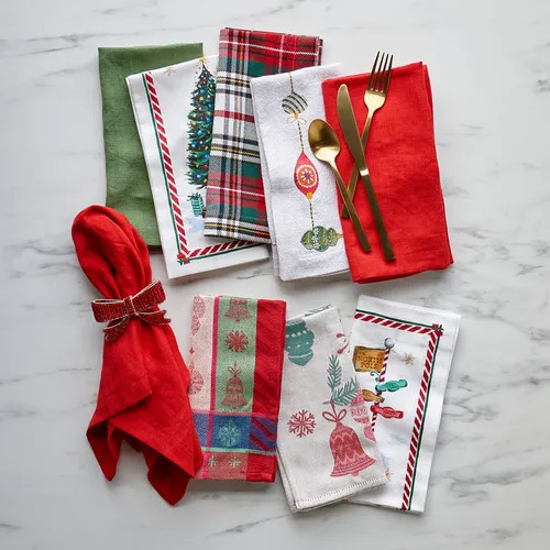 Sur La Table Snowy Village Plaid Napkins, Set of 4 | Sur La Table