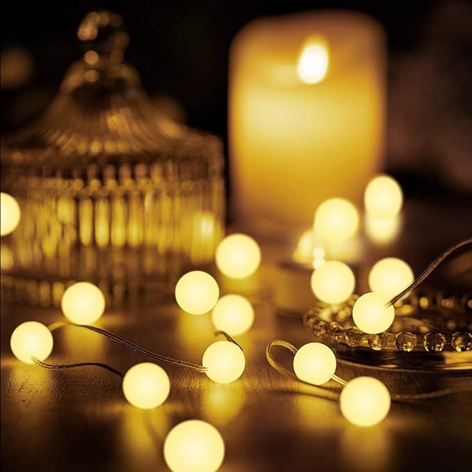Hiboom Globe String Lights for Bedroom, Christmas Decoration Ball Lights 10 Ft 30 LEDs 8 Lighting... | Amazon (US)