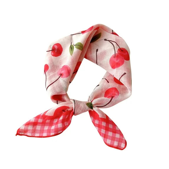 Xfvqtps Womens Silk Scarf Fruit Cherry Print Lively Fashion Versatile Multi Functional Decorative... | Walmart (US)