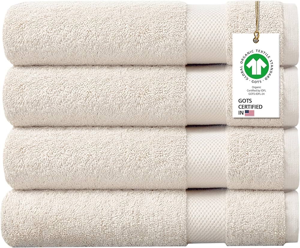 Delara 100% Organic Cotton Towels 650 GSM Plush Feather Touch Quick Dry Bath Towel, Pack of 4 GOT... | Amazon (US)