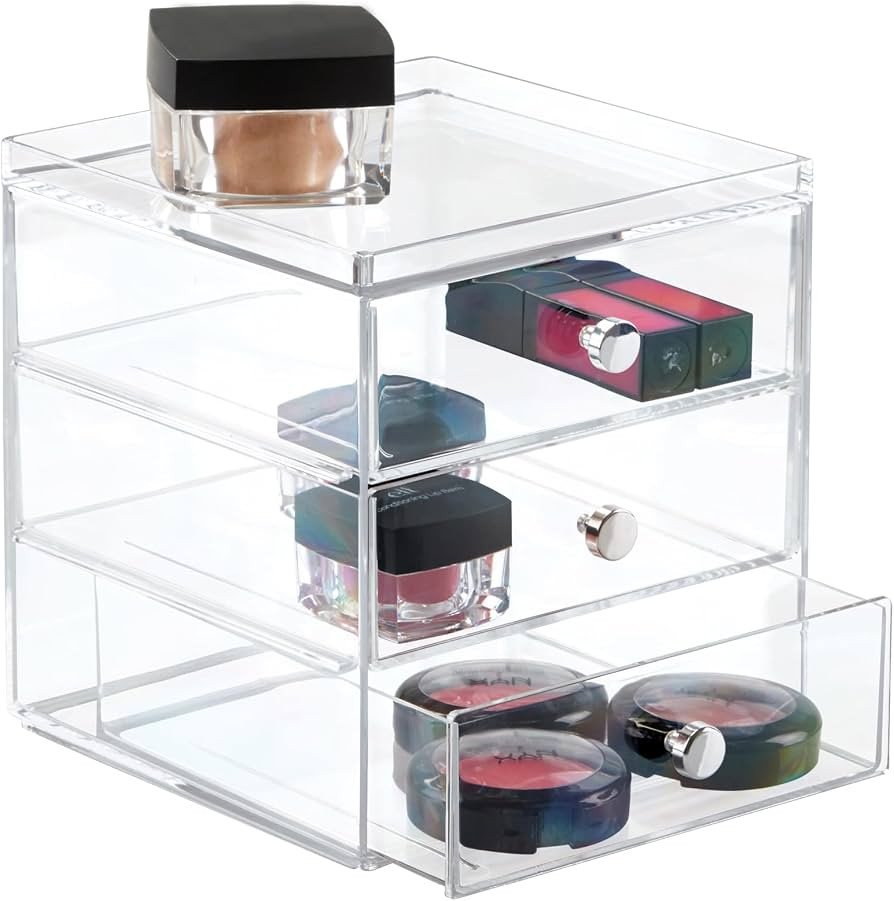 iDesign Makeup Organiser with Three Drawers, Plastic Storage Box for Makeup, Accessories, Jewelry... | Amazon (UK)