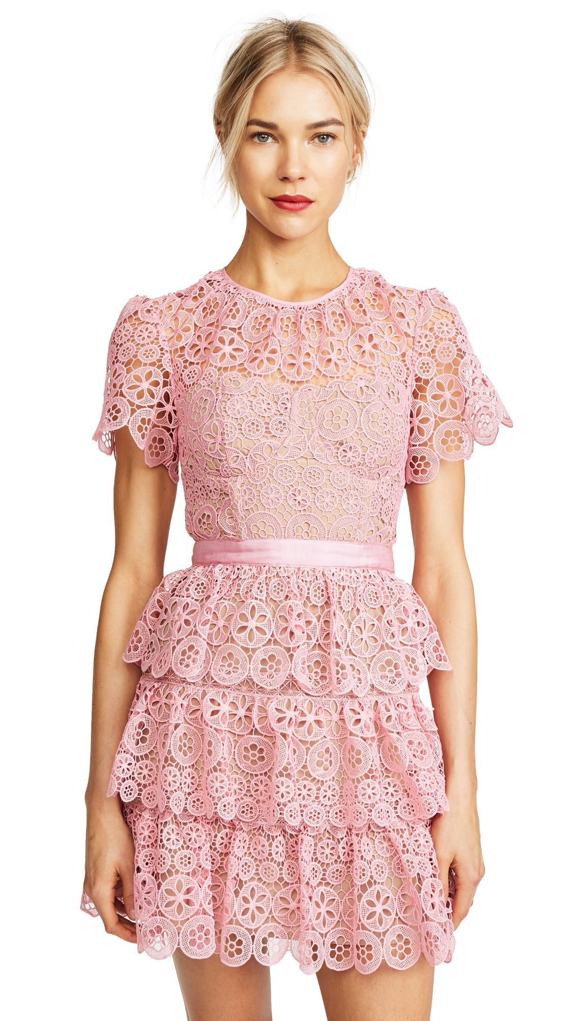 Self Portrait Tiered Lace Mini Dress | Shopbop