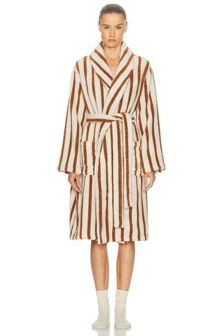 Parachute Terry Stripe Robe in Cream,Brown | FWRD 