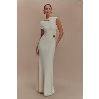 Kaida Slinky Maxi Dress With Hardware - Ivory I MESHKI I Size XXS | MESHKI US