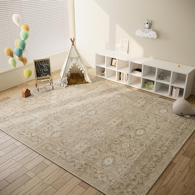 Washable Living Room Area Rugs: 8'x10' Large Rug Stain Resistant Distressed Vintage Boho Rug Non ... | Amazon (US)