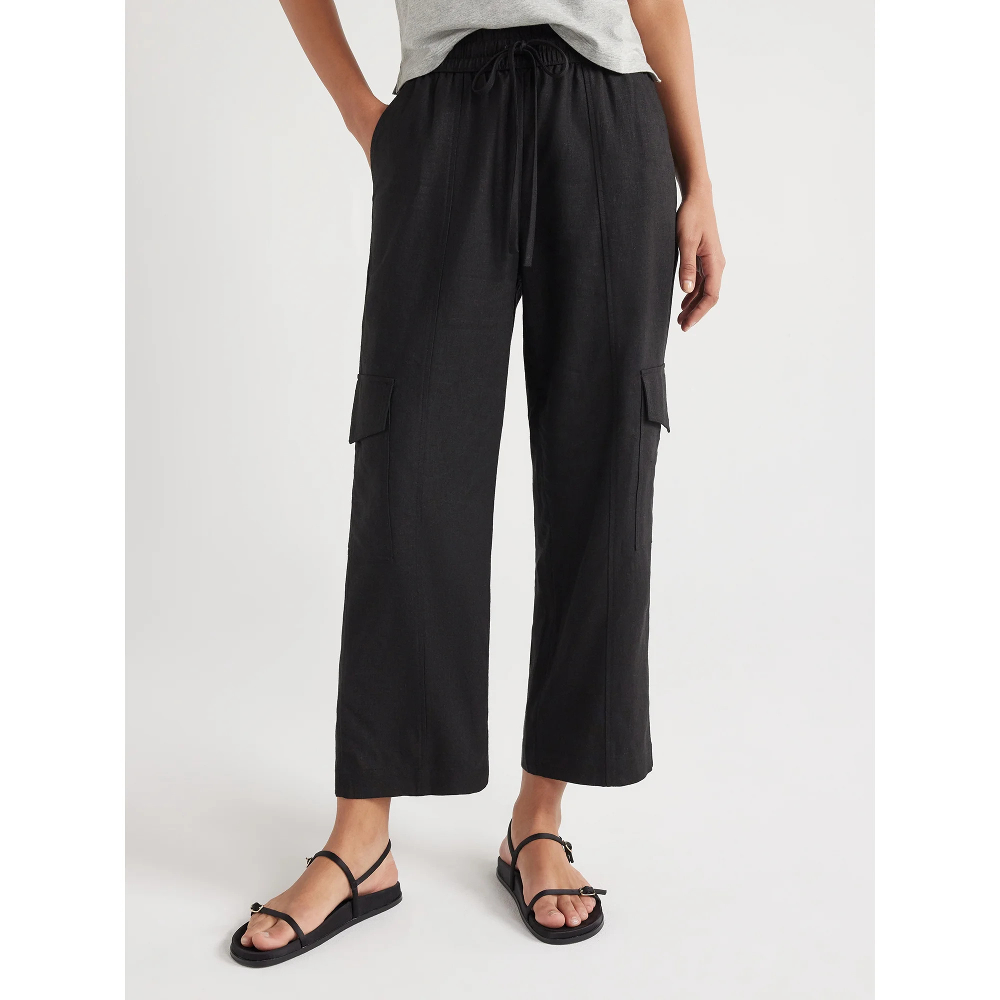 Free Assembly Women’s Mid-Rise Pull-On Cargo Pants, 27” Inseam, Sizes XS-XXL | Walmart (US)