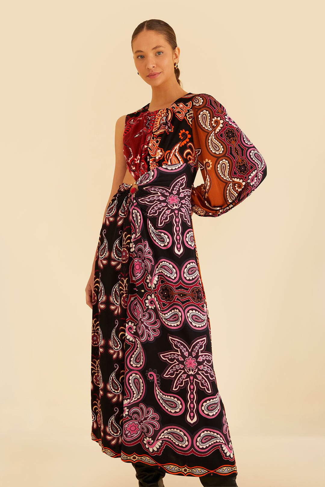 Black Sweet Mermaids One Shoulder Maxi Dress | FarmRio (US)