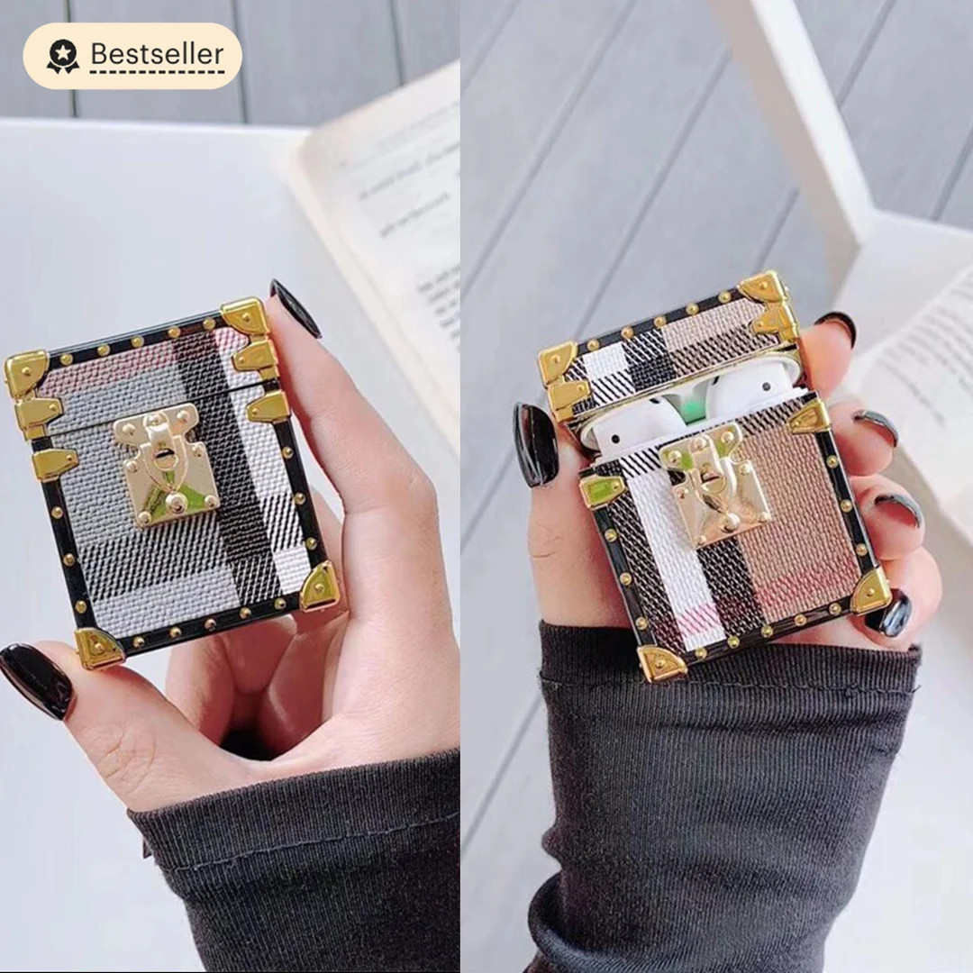 Luxury Airpods Pro Case in Cute Camel Plaid Leather With Gold - Etsy | Etsy (US)