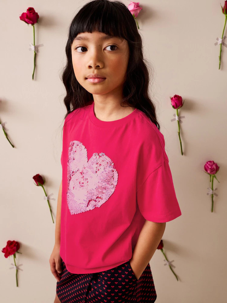 Red Sequin Heart T-Shirt (3-16yrs) | Next US
