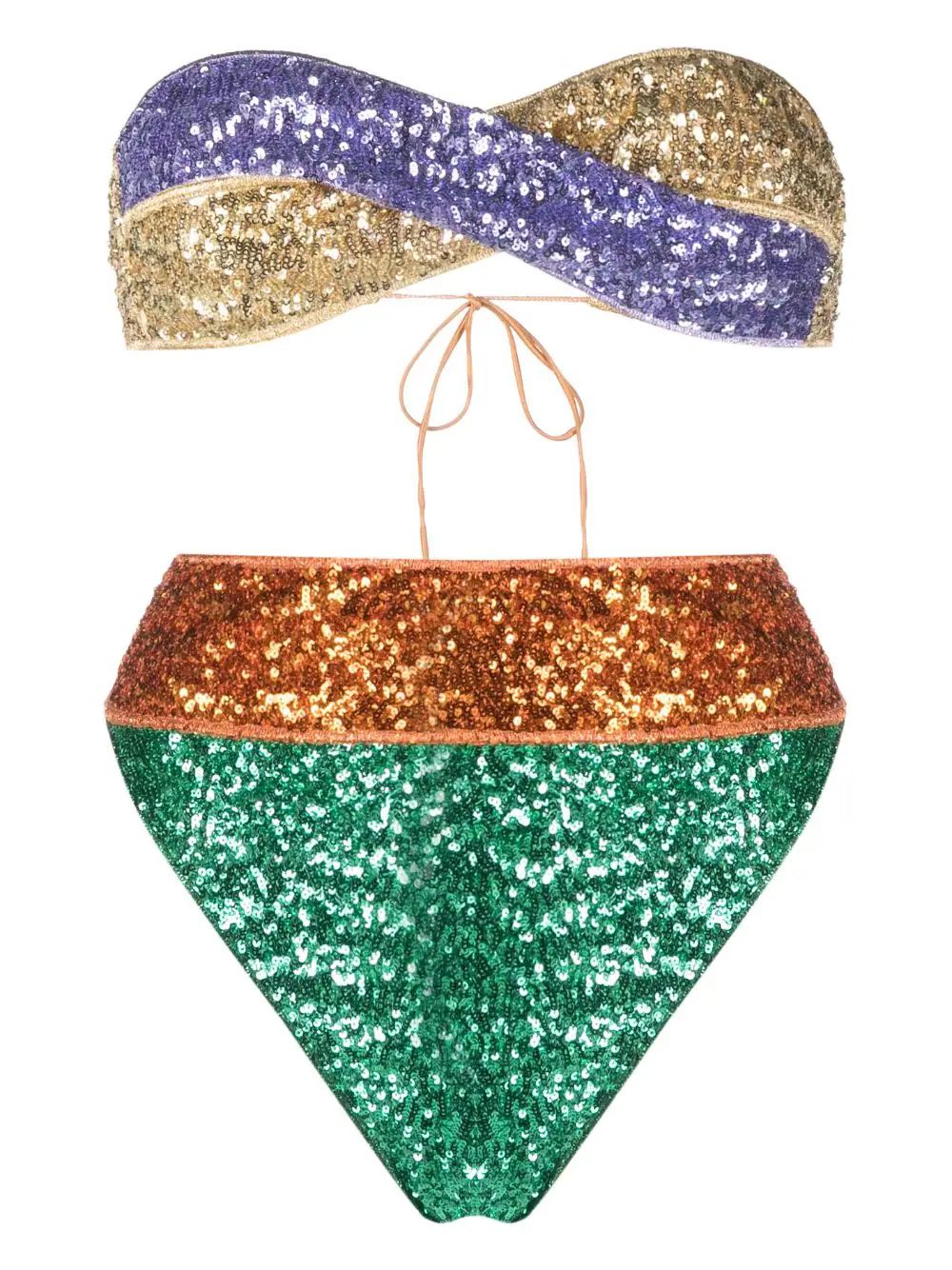 Oséree sequin-design Strapless Bikini Set - Farfetch | Farfetch Global
