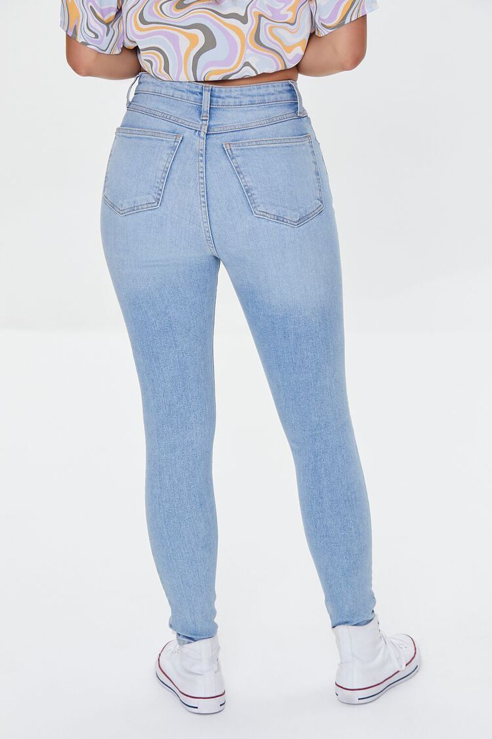 Recycled Cotton Distressed High-Rise Skinny Jeans | Forever 21 (US)