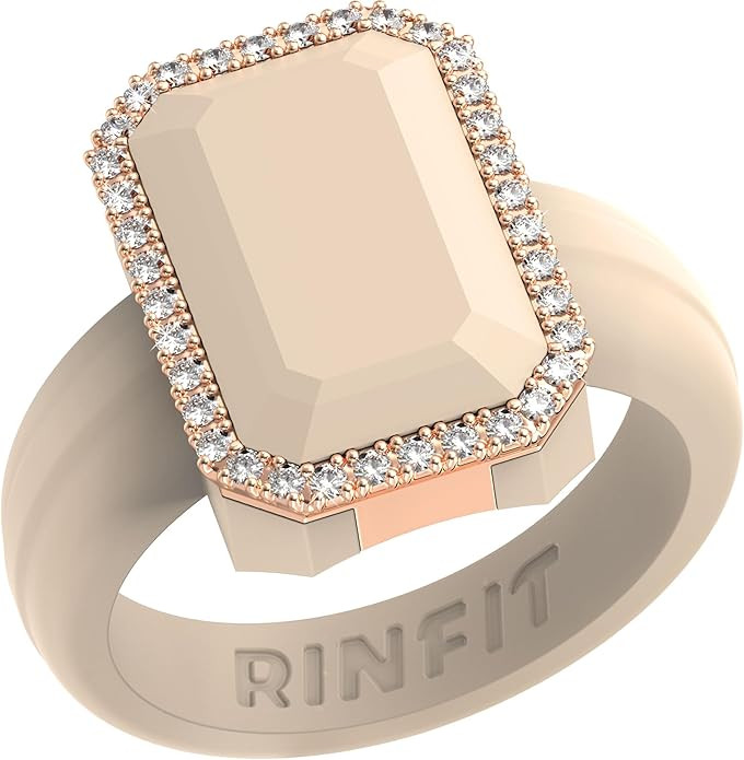 Rinfit Women's Silicone Wedding Band - Promise Rings for Her - Emerald Cut with Cubic Zirconia - ... | Amazon (US)