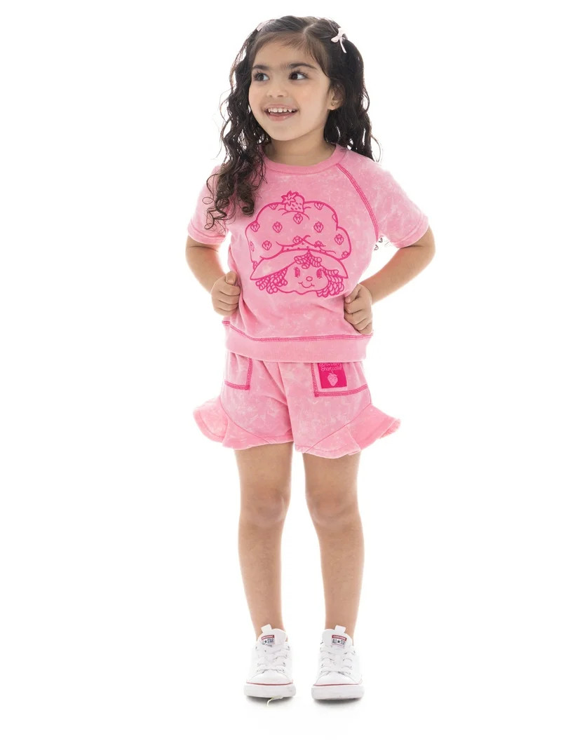 Strawberry Shortcake Toddler Girl Embroidered Graphic Top and Ruffle Shorts Set, 2-Piece, Sizes 1... | Walmart (US)