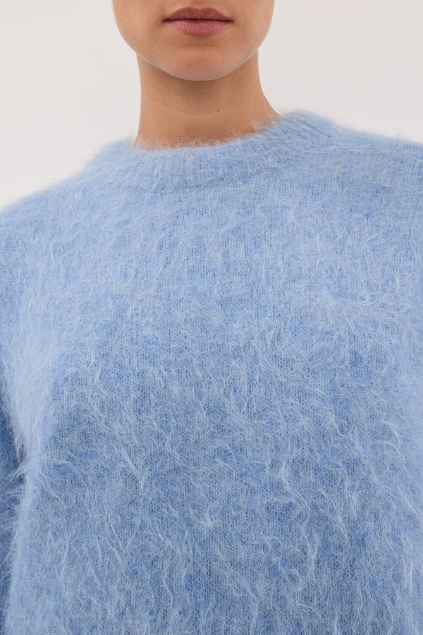 SALMA DUSTY BLUE CREW NECK KNIT JUMPER | DISSH