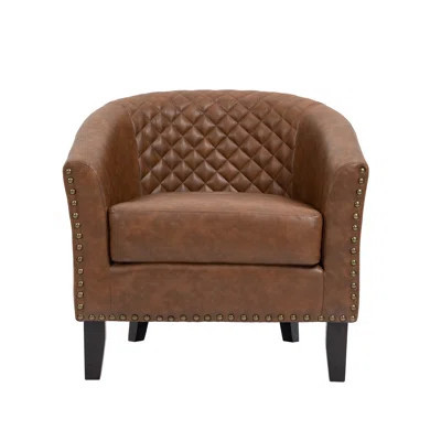 30.12" Wide Tufted Faux Leather Barrel Club Chair | Wayfair North America