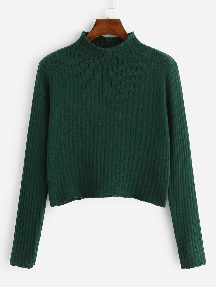 SHEIN Stand Collar Rib Knit Sweater
     SKU: sweater180928426       
                1150 Review... | SHEIN