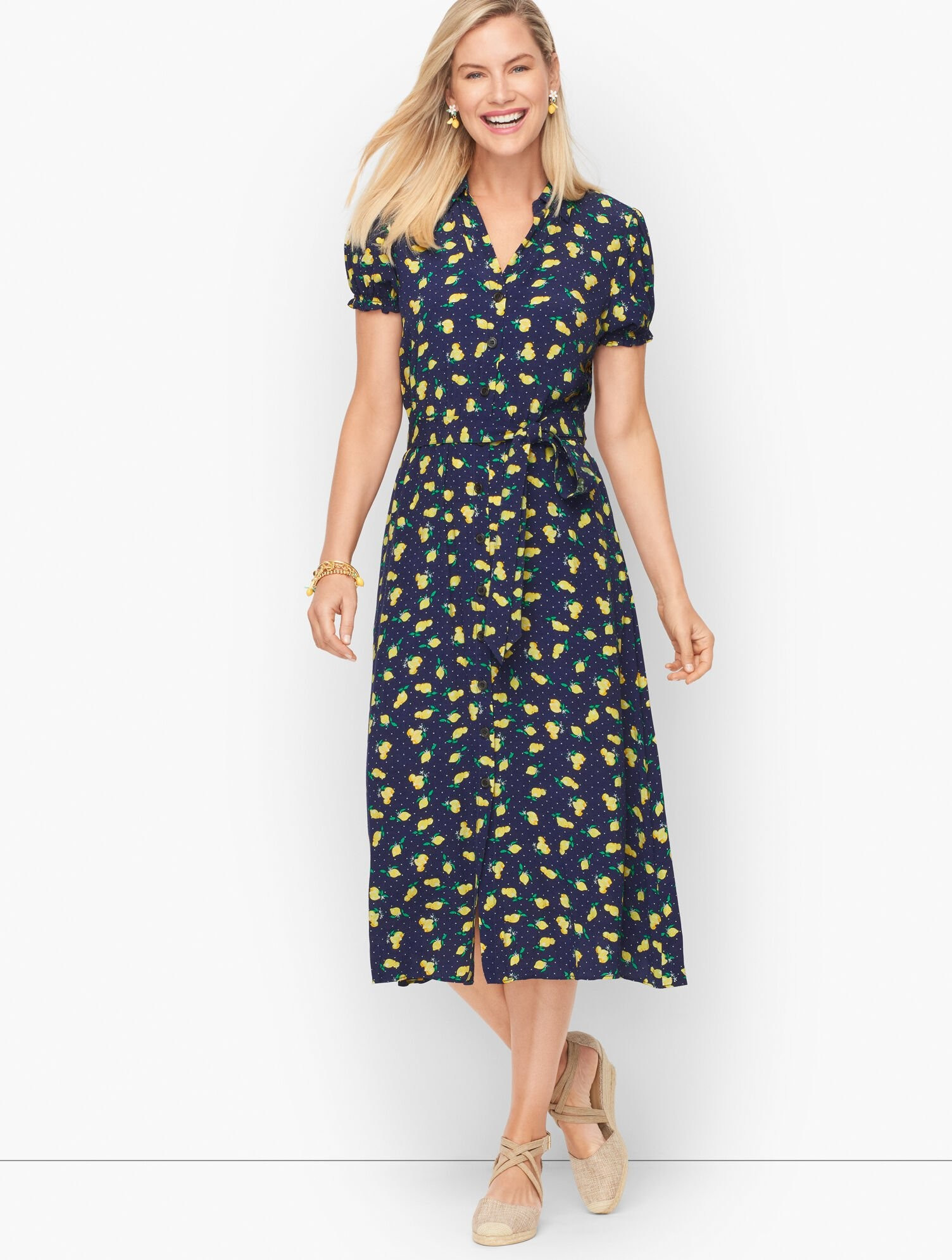 Belted Shirtdress - Dotted Lemons | Talbots