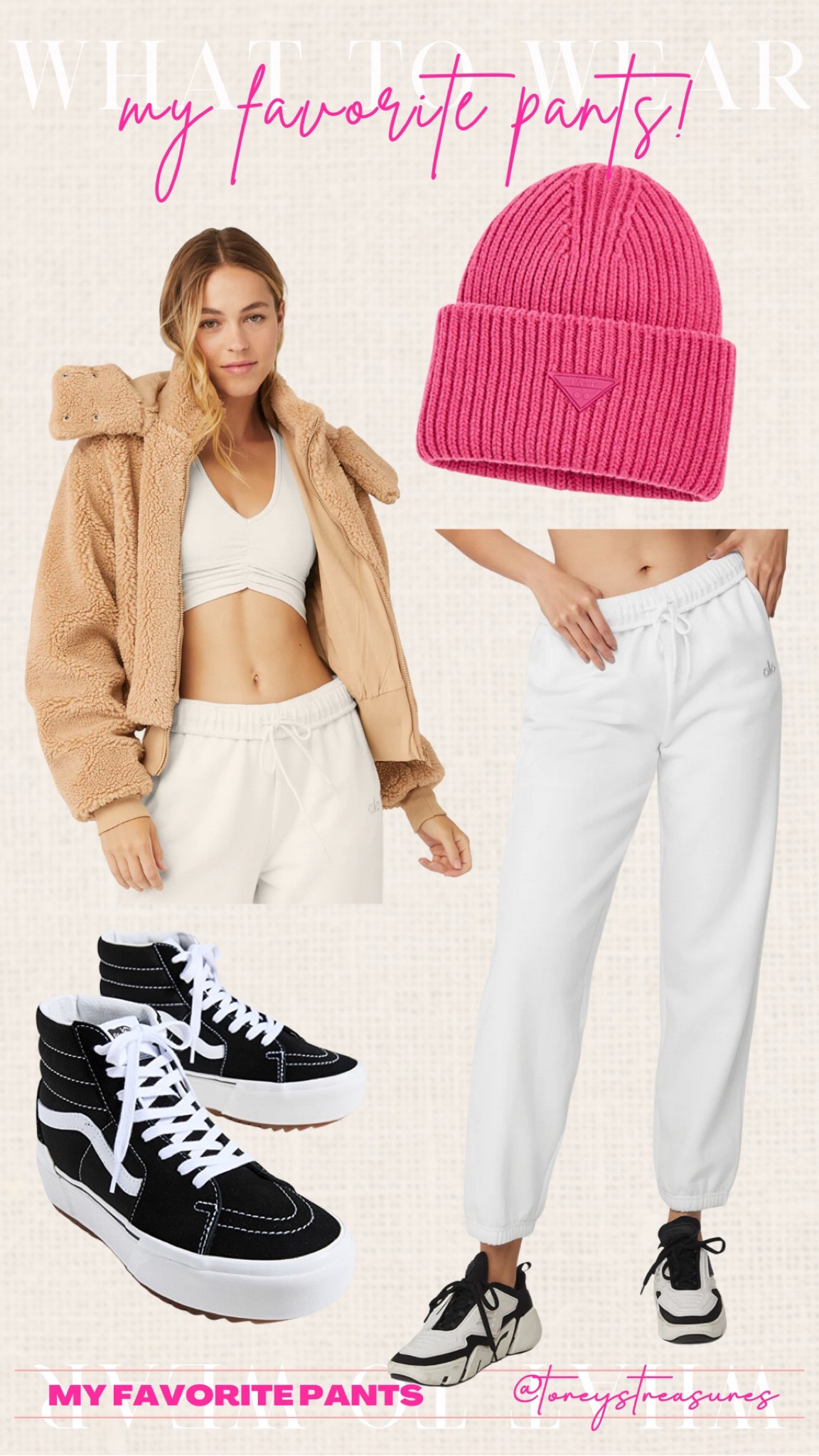 Alo joggers run oversized- I wear size XS. Vans run tts  

#LTKSeasonal #LTKunder100 #LTKstyletip