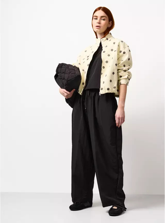 Black Balloon Leg Techno Co-ord Trousers 10 | Tu Clothing