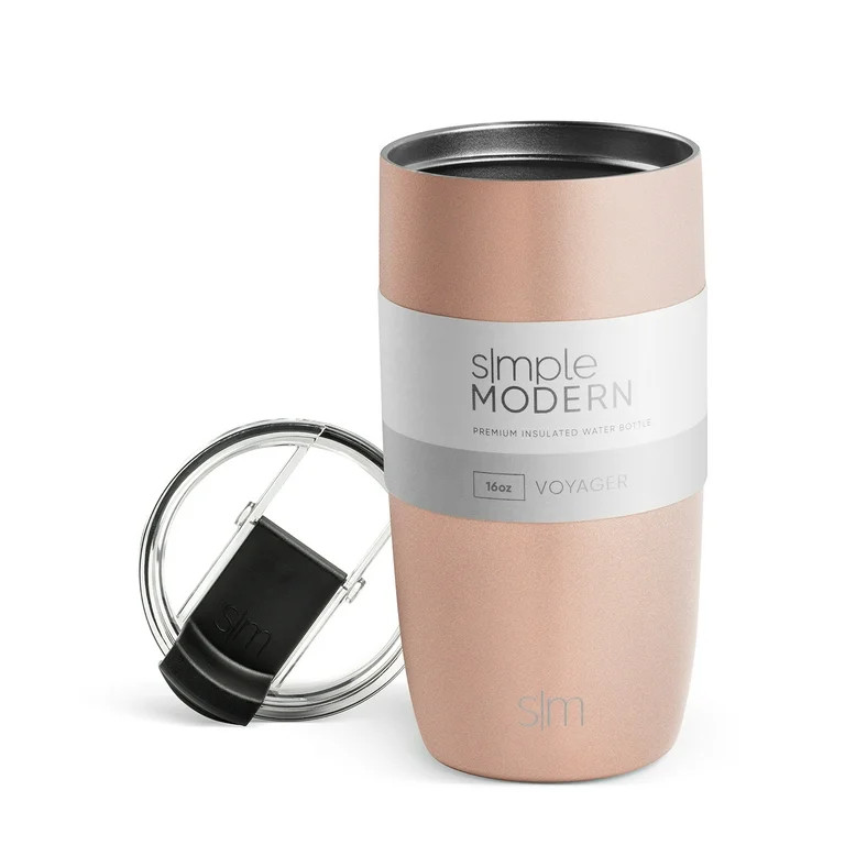 Simple Modern 16oz Voyager Travel Mug Tumbler w/ Clear Flip Lid & Straw - Coffee Cup Vacuum Insul... | Walmart (US)
