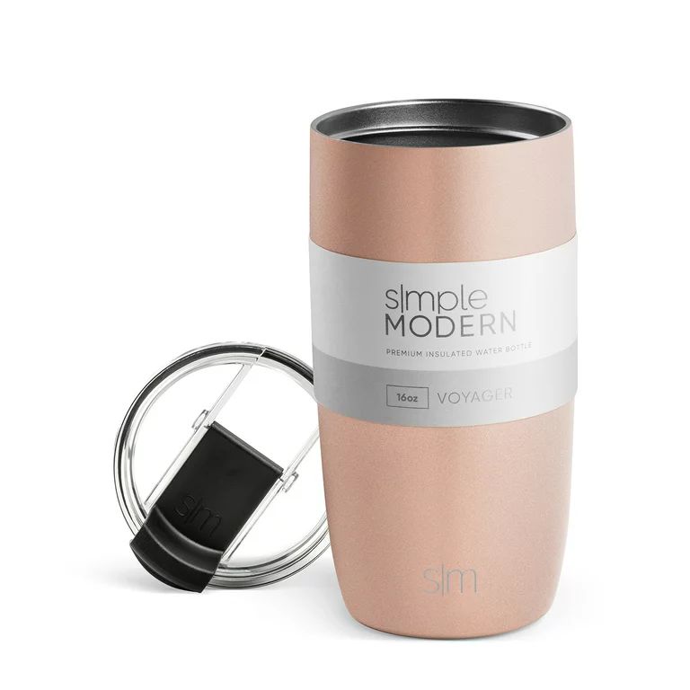 Simple Modern 16oz Voyager Travel Mug Tumbler w/ Clear Flip Lid & Straw - Coffee Cup Vacuum Insul... | Walmart (US)