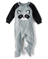 Baby And Toddler Raccoon Microfleece Footed One Piece Pajamas - gray | The Children's Place