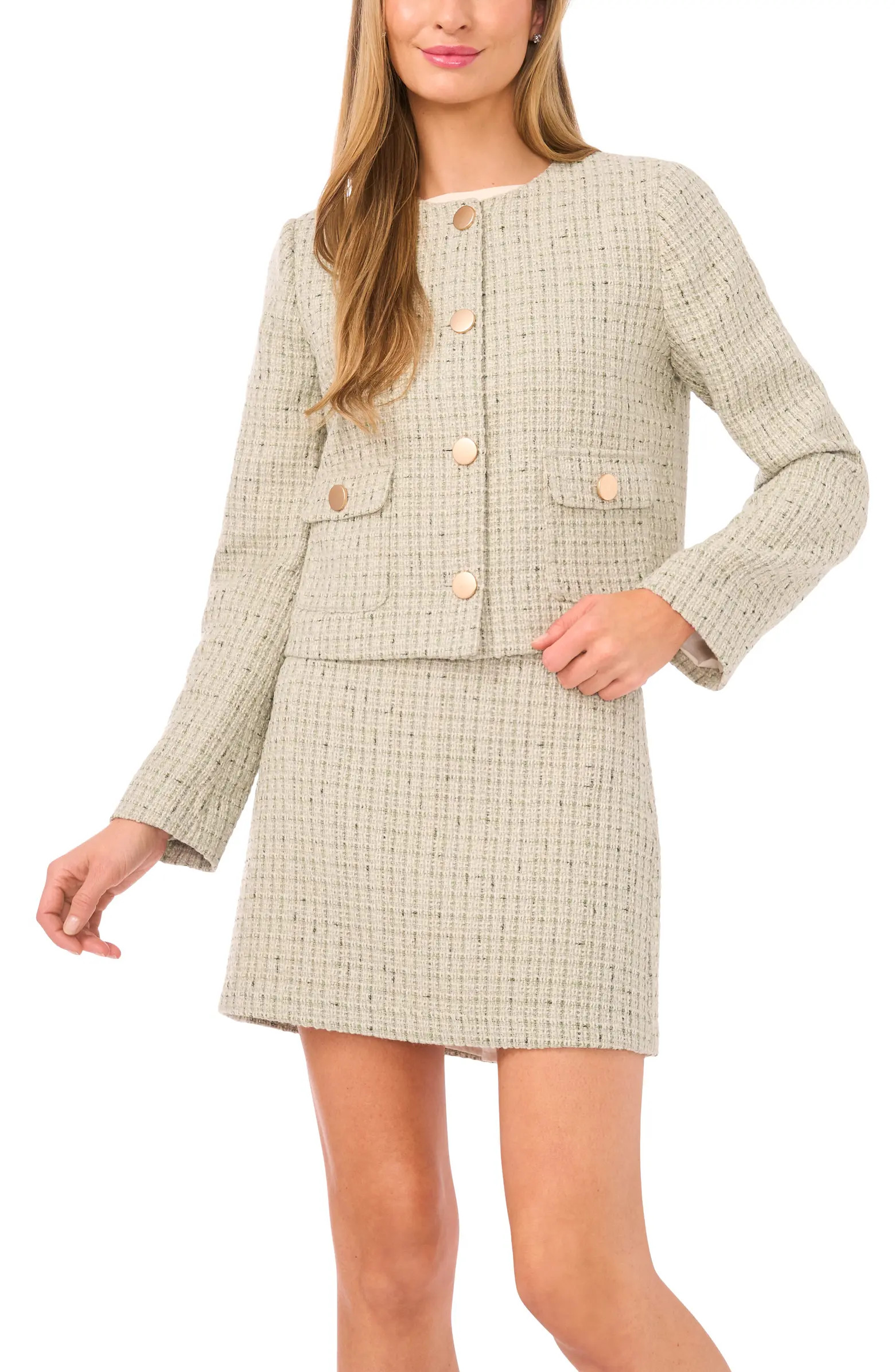 Metallic Tweed Jewel Collar Jacket | Nordstrom