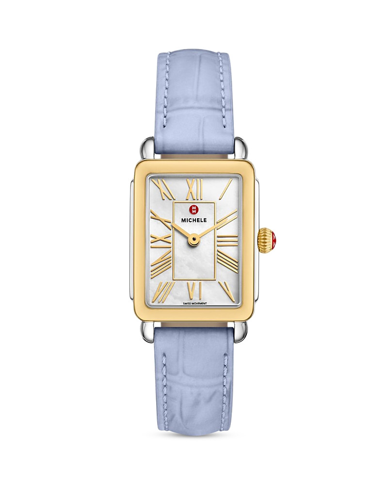 Michele Deco Park Two-Tone 18K Gold-Plated Pastel Blue Leather Watch, 23mm x 29mm | Bloomingdale's (US)