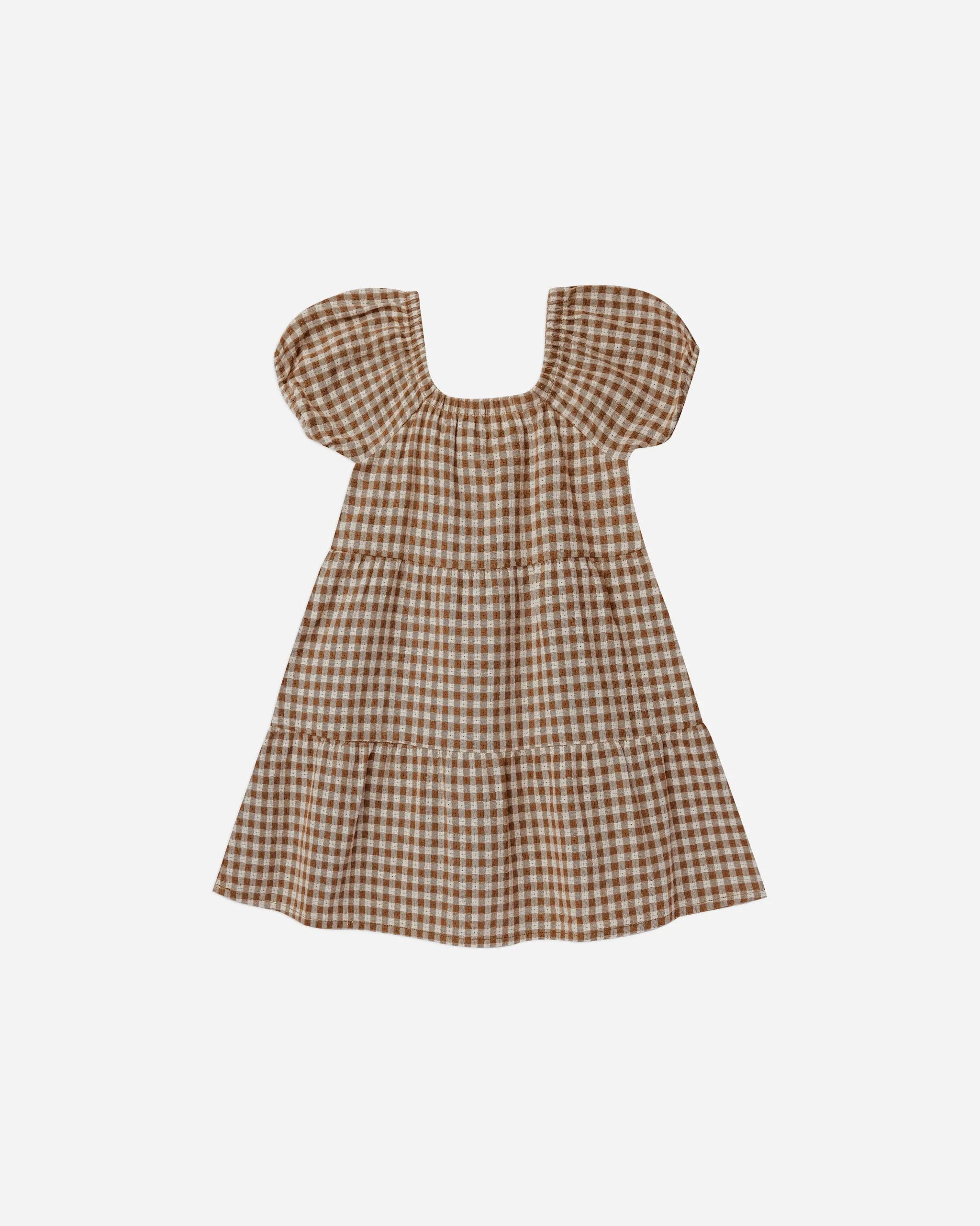 elle dress || camel gingham | Rylee + Cru