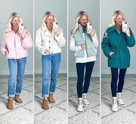Target Outerwear- so many styles and colors to choose from! Wearing XXS in the pink coat, snap closure. Wearing XS in the cream and dark green coat (option to cinch in the waist, zipper/snap closure). Wearing small in the puffer vest to add length, it has a pretty shine to it too! 

#LTKstyletip #LTKfindsunder50 #LTKSeasonal