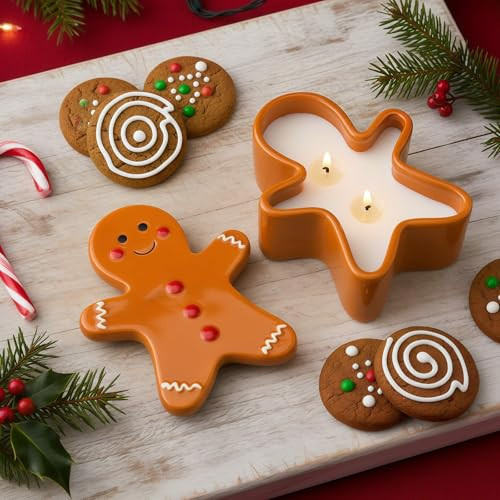 Conelist 1 Pack Gingerbread Man Shaped Candles with Retro Glass Jar Christmas Table Decoration, Fir Pine Scented Soy Wax, Aromatherapy Xmas Candles Holiday Gift for Women | Amazon (US)