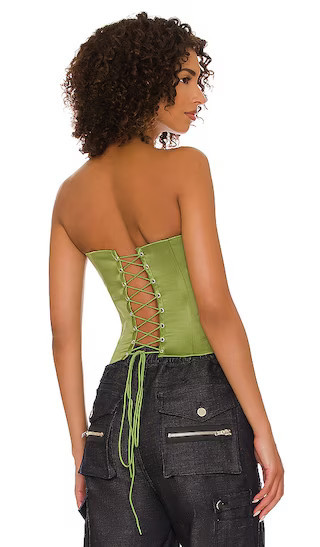 GUIZIO Satin Corset in Green. - size XL | Revolve Clothing (Global)