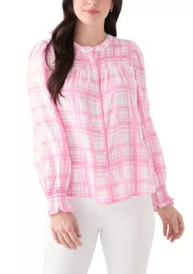 Crown & Ivy™ Women's Blouson Sleeve Printed Smocked Top | Belk