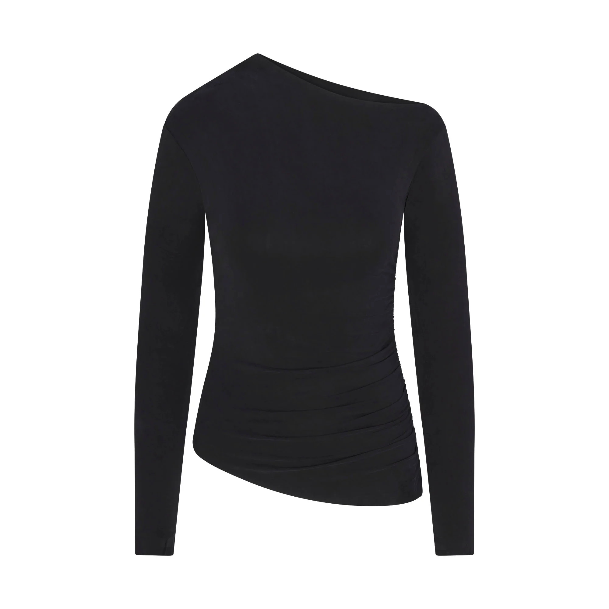 CUPRO JERSEY ASYMMETRICAL TOP | OBSIDIAN | SKIMS | SKIMS (US)