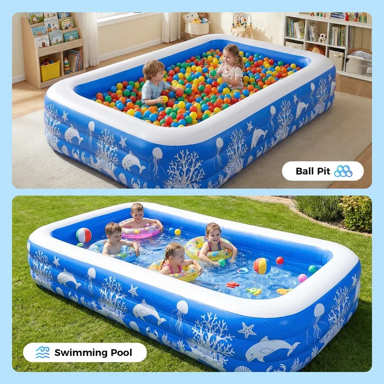 Inflatable Pool, 120" X 67" X 22" Family Swimming Pool, Oversized Thickened Kiddie Pool for Outdo... | Walmart (US)