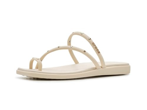Crocs Women Miami Toe Loop Sandal Almond Tint 4 Medium | Amazon (US)