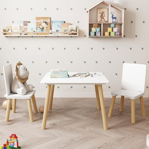 Kids Table and 2 Chairs Set, 3 Pieces Toddler Table and Chair Set, Kids' Table & Chair Sets, Kid ... | Amazon (US)